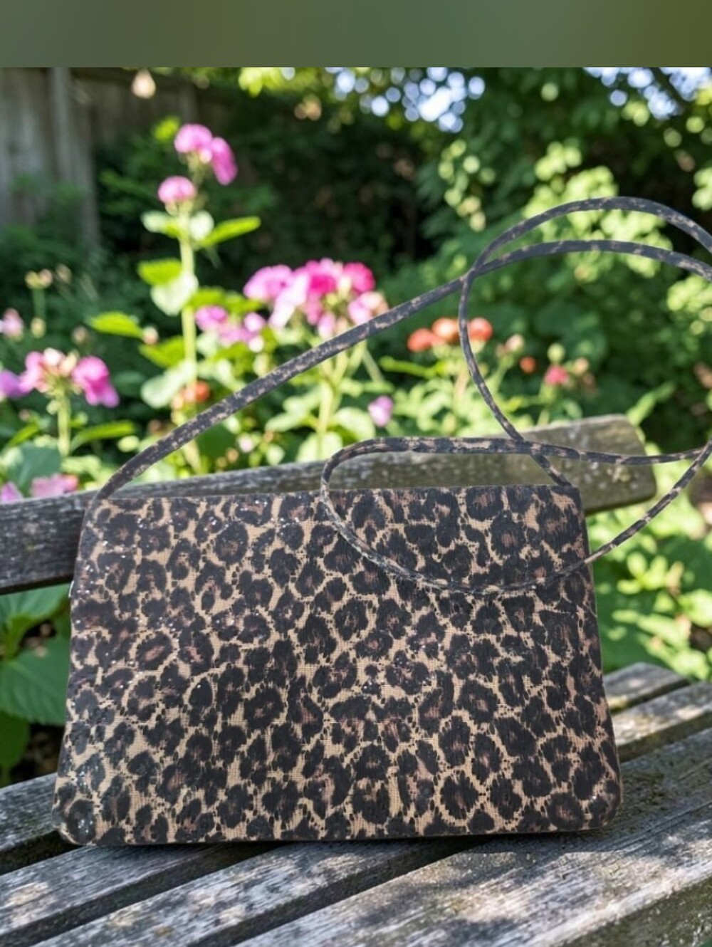 Sharif Leopard Print Shoulder Bag EUC